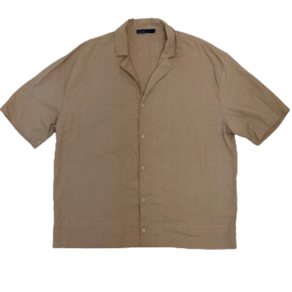 Oak + Fort oversized linen blend short sleeves button down shirt